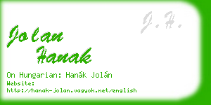 jolan hanak business card